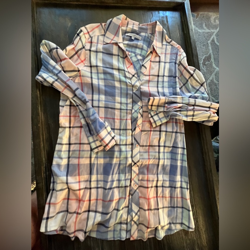 Fox Croft plaid swingy long blouse